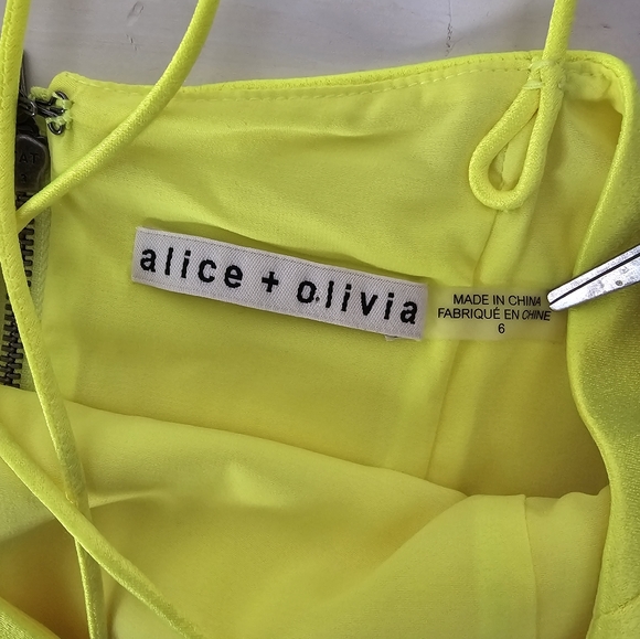 Alice Olivia Nelle Neon Yellow Mini Dress Size 6 - Picture 6 of 7